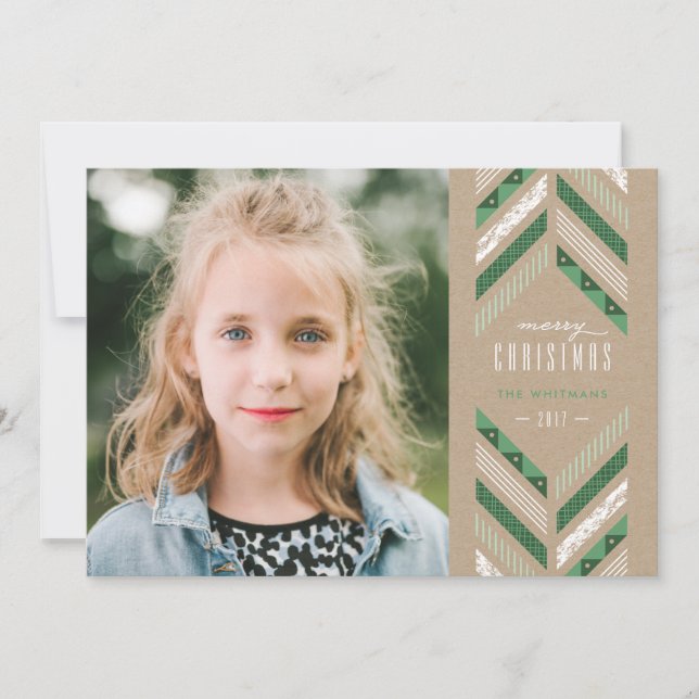 Herringbone Band Helgdag Card - Klöver Julkort (Framsida)