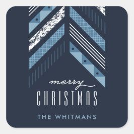 Herringbone Band Helgdag Sticker - Denim Fyrkantigt Klistermärke