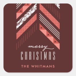 Herringbone Band Helgdag Sticker - Maraschino Fyrkantigt Klistermärke