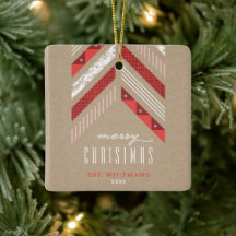 Herringbone Band jul Ornament - Crimson