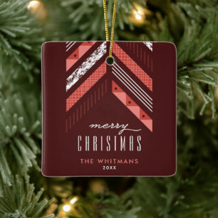 Herringbone Band jul Ornament - Red