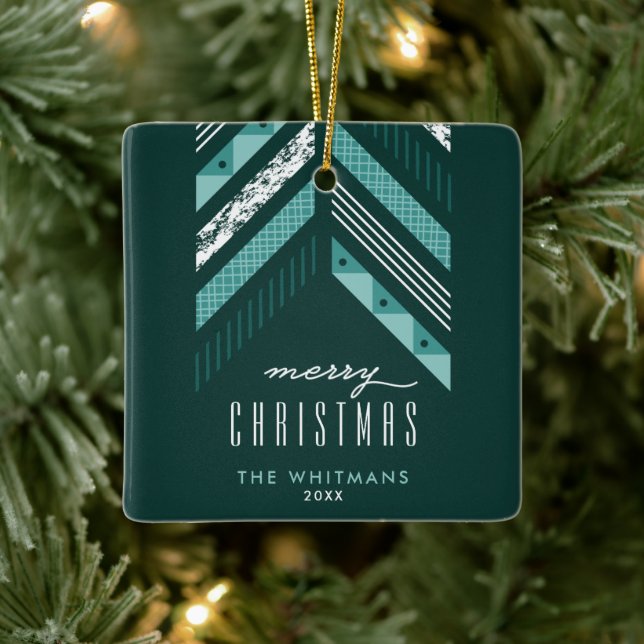 Herringbone Band jul Ornament - Teal (Träd)