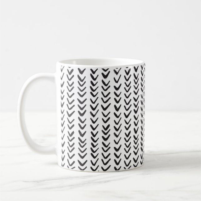 Herringbone Black & White Kaffemugg (Vänster)