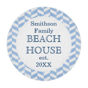 Herringbone Blue White Beach House Anpassningsbar