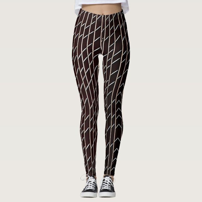 Herringbone braid Beige Minimal Mönster Leggings (Framsida)