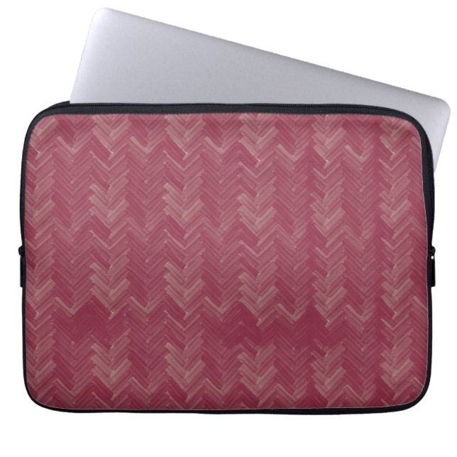 Herringbone Chevron Mönster Luxurious Red Laptop Fodral (Framsidan)