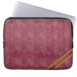 Herringbone Chevron Mönster Luxurious Red Personal Laptop Fodral