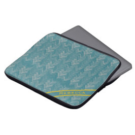 Herringbone Chevron Mönster on Turkvoise Personal Laptop Fodral