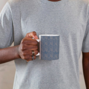 Herringbone Chevron Mönster Retro Blue Kaffemugg