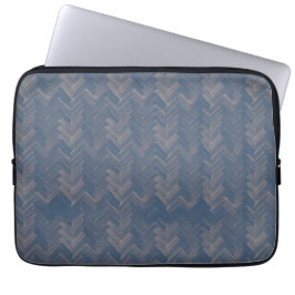 Herringbone Chevron Mönster Retro Blue Laptop Fodral