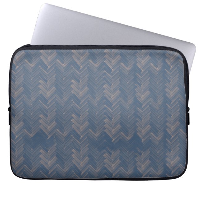 Herringbone Chevron Mönster Retro Blue Laptop Fodral (Framsidan)