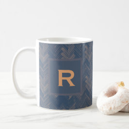 Herringbone Chevron Mönster Retro Blue Personal Kaffemugg
