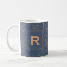 Herringbone Chevron Mönster Retro Blue Personal Kaffemugg