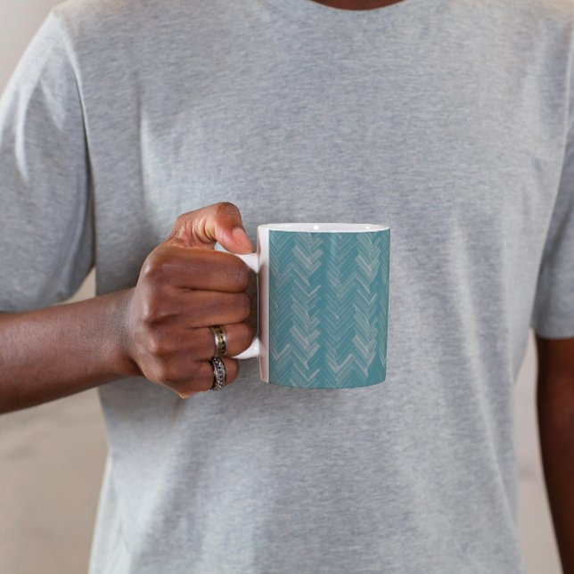 Herringbone Chevron Mönster Turcos Kaffemugg (Skapare uppladdad)