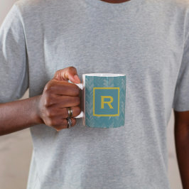 Herringbone Chevron Mönster Turkvoise Personal Kaffemugg
