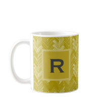 Herringbone Chevron Mönster Vintage Guld Personal