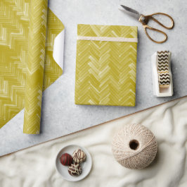 Herringbone Chevron Mönster Vintage Guld Presentpapper