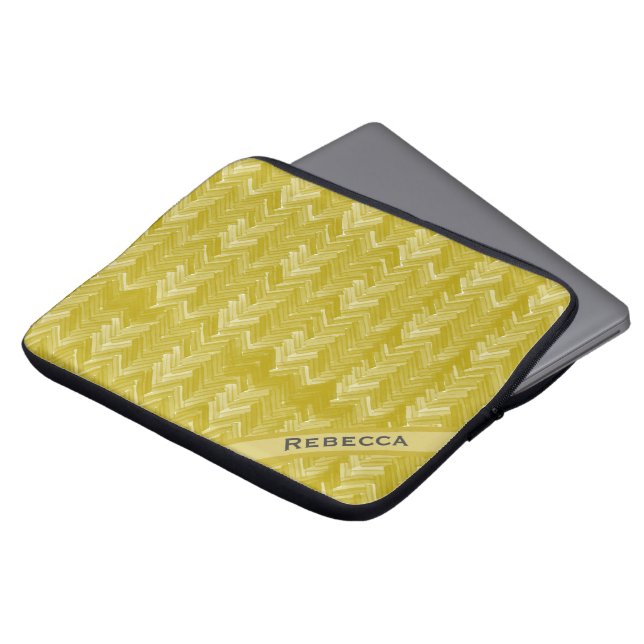 Herringbone Chevron Vintage Guld Personal Laptop Fodral (Framsida topp)