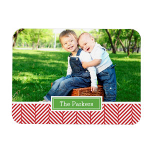 Herringbone Helgdag Monogram Photo Magnet
