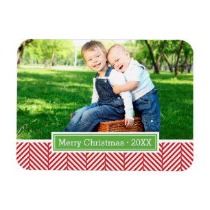 Herringbone Helgdag Monogram Photo Magnet
