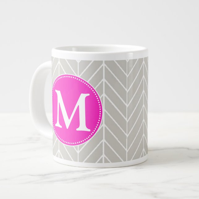Herringbone Monogram Jumbo Mugg (Framsida vänster)