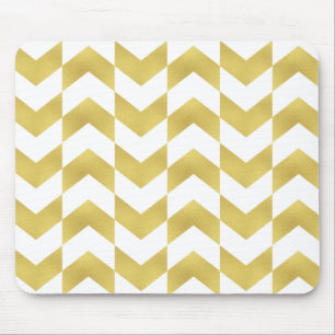 Herringbone Mönster Guld & White Mousepad Musmatta