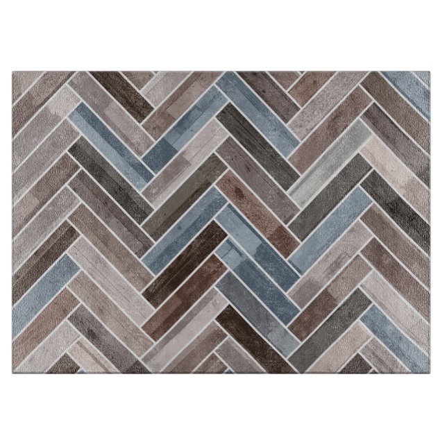 Herringbone Mönster i Blue Brown Grått (Framsidan)
