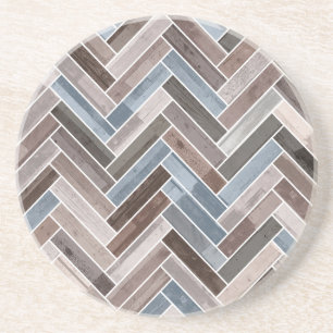 Herringbone Mönster i Blue Brown Grått Underlägg