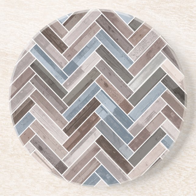 Herringbone Mönster i Blue Brown Grått Underlägg (Framsidan)