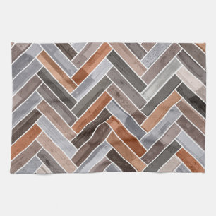 Herringbone Mönster i Earthen Sten Färger Kökshandduk