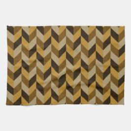 Herringbone mönster i guldbrunt & brunt kökshandduk