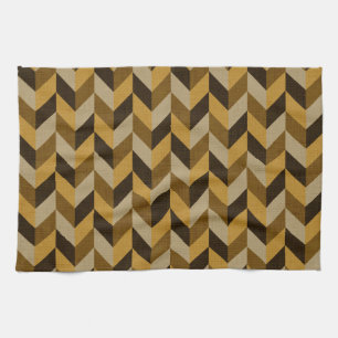 Herringbone mönster i guldbrunt & brunt kökshandduk