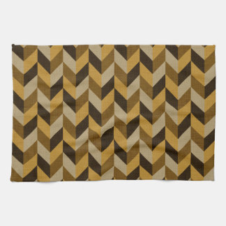 Herringbone mönster i guldbrunt & brunt kökshandduk