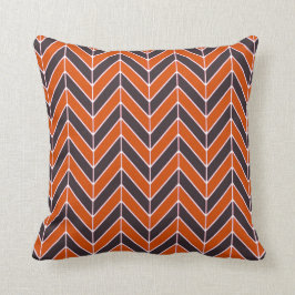 Herringbone Mönster Pillow i Orange och flottan Kudde