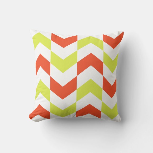 Herringbone Mönster Red & Grönt Pillow Kudde (Framsida)