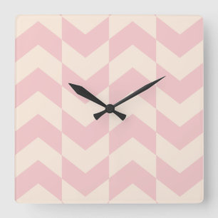 Herringbone Mönster Rosa Clock Fyrkantig Klocka