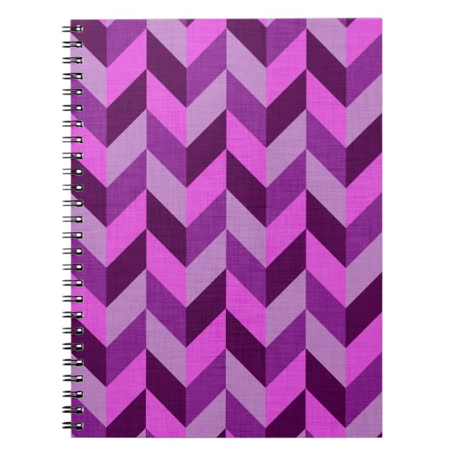 Herringbone mönster vid lila anteckningsbok (Framsidan)