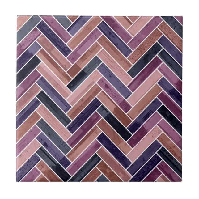 Herringbone Pattern Purple Kakelplatta (Framsidan)