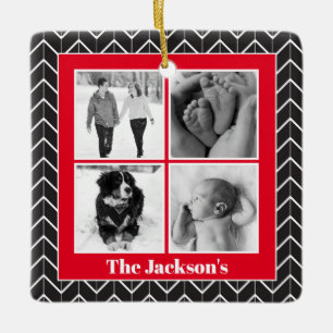 Herringbone Photo Collage Modern jul Ceramic Julgransprydnad Keramik