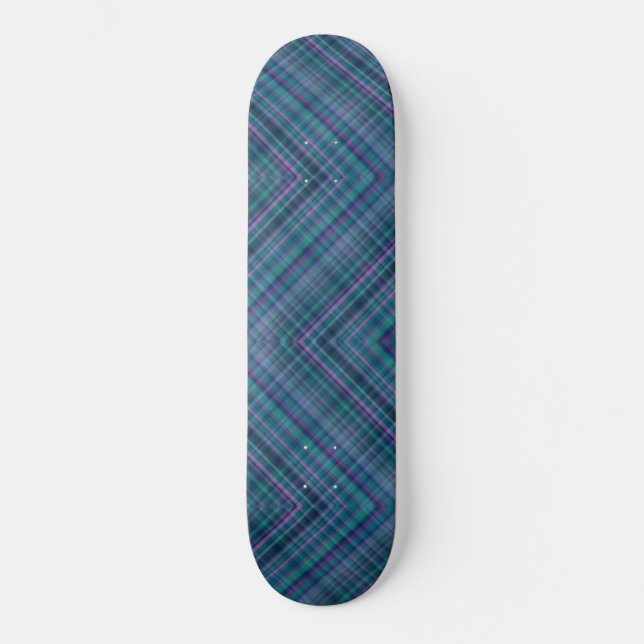Herringbone Tartan Pput Blue Grönt Rosa Mini Skateboard Bräda 18,5 Cm (Framsida)