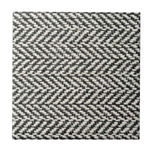 Herringbone tweed Rustic Black & White Sticka Skri Kakelplatta
