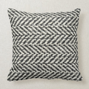 Herringbone tweed Rustic Black & White Sticka Skri Kudde
