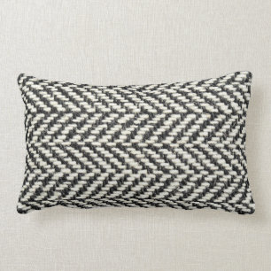 Herringbone tweed Rustic Black & White Sticka Skri Lumbarkudde