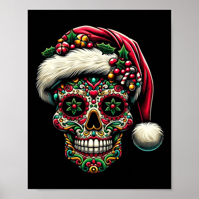 Herrjul Socker Skalle Santa Hatt Dag Av De Poster (Framsidan)
