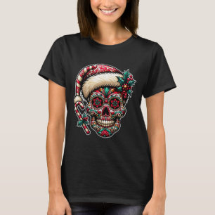 Herrjul Socker Skalle Santa Hatt Dag För T Shirt