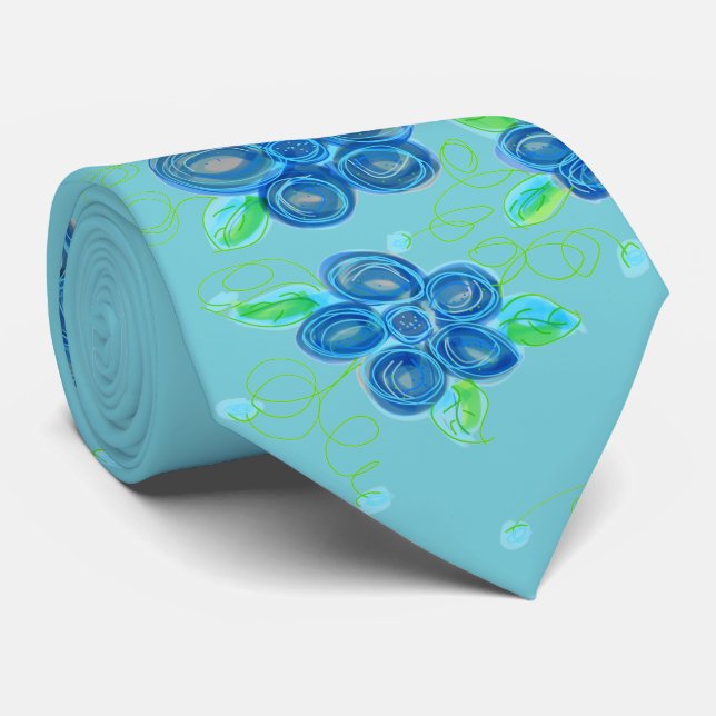 Herrkläder Monogrammed Blue Flowered Tie Slips (Rullad)