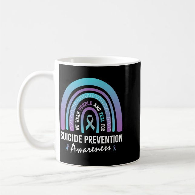 Herrkläder Teal Lila För Suicideprevention Kaffemugg (Vänster)