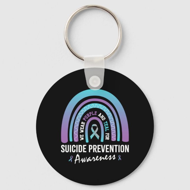 Herrkläder Teal Lila För Suicideprevention Nyckelring (Framsida)