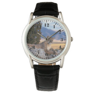 Herrklassiskt ur/Djur Mountain Lion Armbandsur
