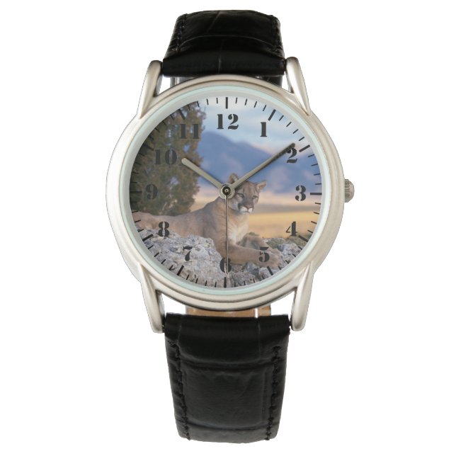 Herrklassiskt ur/Djur Mountain Lion Armbandsur (Framsida)